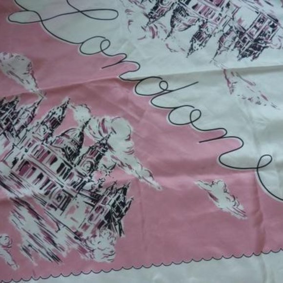 [[[Burberry]]] Silk London Landscape Scarf, Rose - Picture 1 of 7